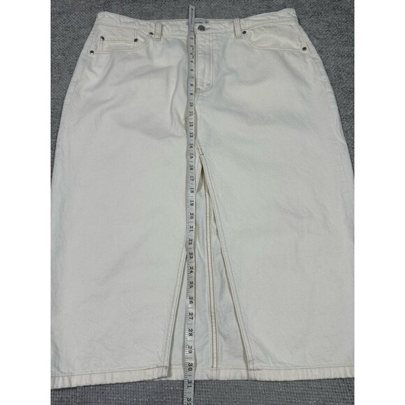 Abercrombie & Fitch Jean Skirt Womens 34/18 Cream High Rise Denim‎ Midi - Picture 4 of 7